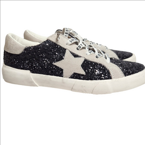 Sneakers Lace'up Statement shoe leather fabric white black VINTAGE HAVANA